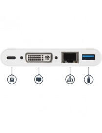 USB-C MULTIPORT ADAPTER WITH POWER DELIVERY DVI GBE USB 3 