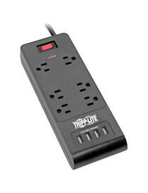 6OUT SURGE PROTECTOR STRIP 4 USB PORTS 6FT CORD BLACK 900 J 