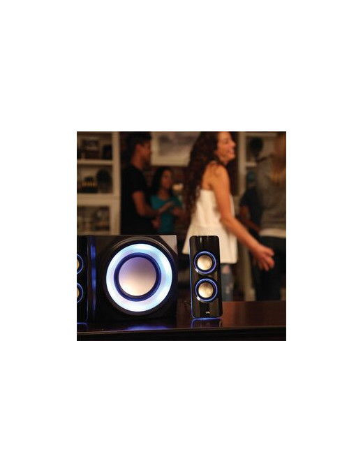 2.1 BLUETOOTH SPEAKER SYSTEM 8 COLOR LIGHTING SETTINGS AUX INPUT